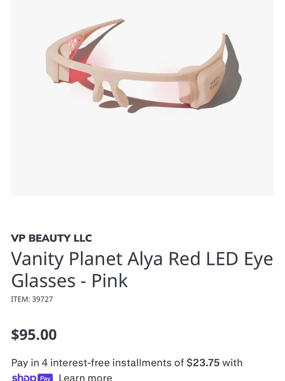 Alya Pink Red LED Eye Glasses